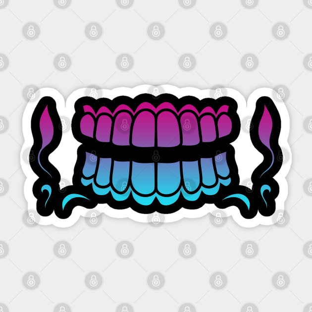 Sugar Skull Festive Simple Wide Print Jaw Vaporwave Sticker by aaallsmiles